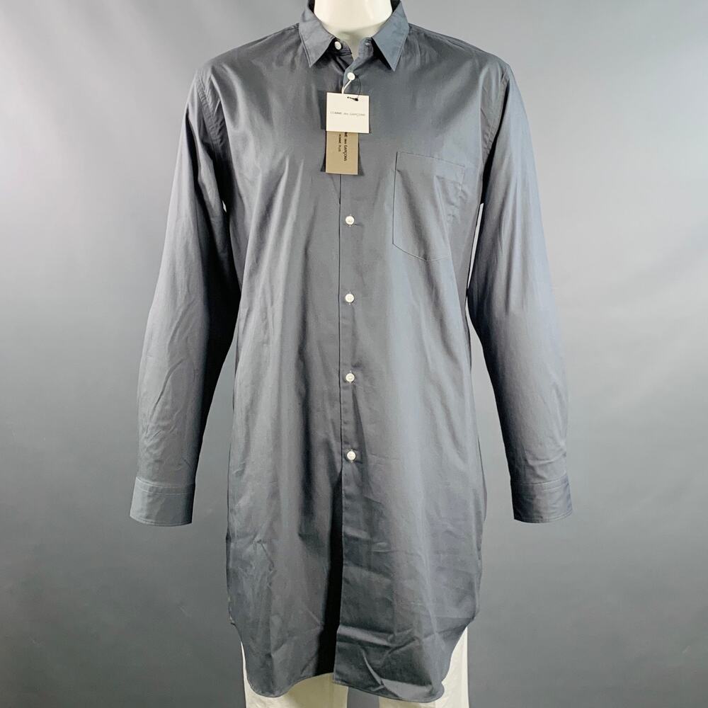 COMME des GARCONS HOMME PLUS Size XL Grey Cotton Longline Long Sleeve Shirt